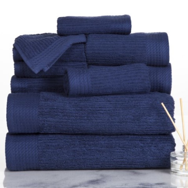 Hastings Home Hastings Home Ribbed 100 Percent Cotton 10 Piece Towel Set - Navy 517996WKQ